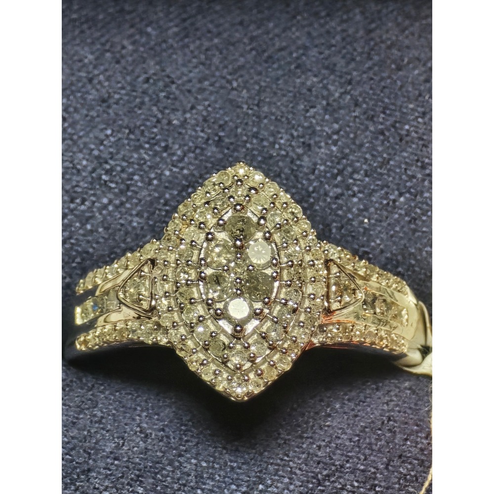 Sterling Silver 1/2 ct Diamond Marquise Cluster Engagement Ring Size 7 - Picture 3 of 4